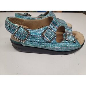 SAS Relaxed Comfort Teal Blue‎ Woven Adjustable Strap Sandals - Size 6W